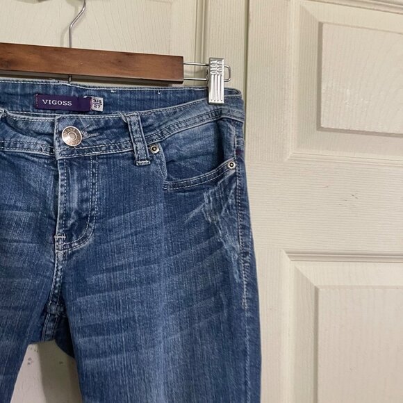 Vigoss Womens Low Rise Medium Wash Embroidered Pocket Skinny Jeans Size 27 - Picture 5 of 9